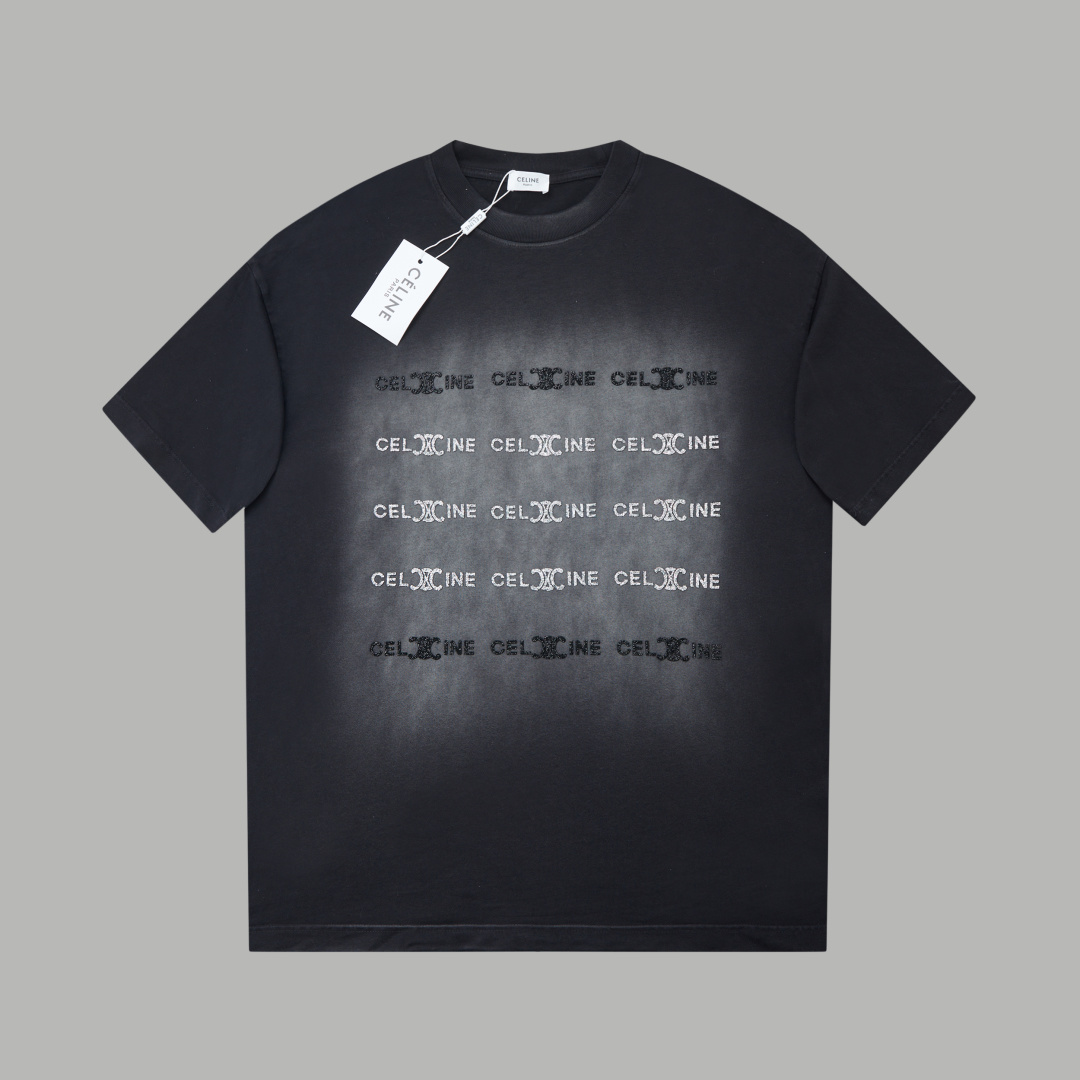 ✨CEL✨🆕25SS nuevo modelo de primavera/verano, camiseta de manga corta con estampado envejecido, lujo ligero, prenda ese…