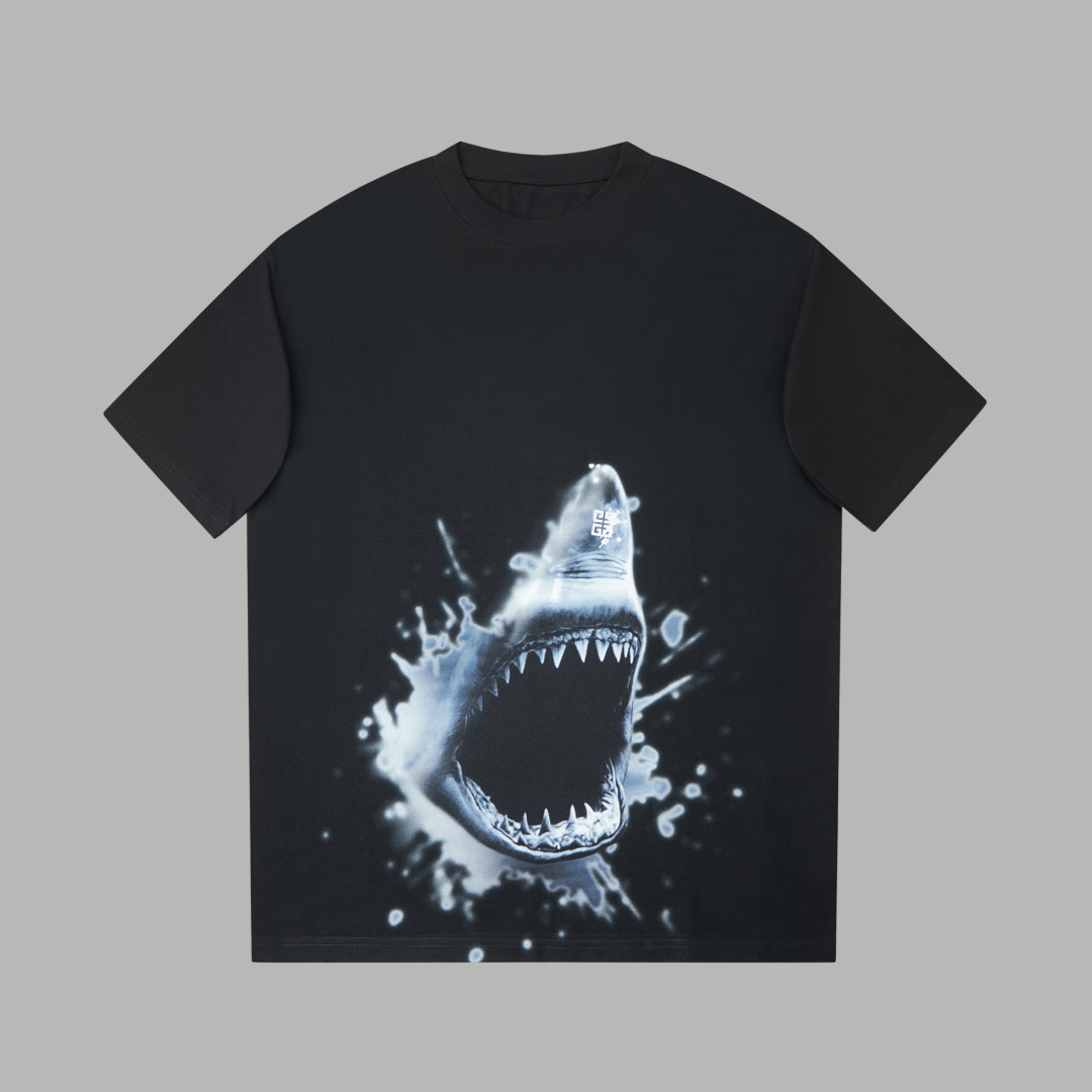 ✨GIV✨🆕25SS nuevo estilo de primavera y verano, spray directo de tinta blanca🦈 mangas cortas, lujo ligero, artículo es…