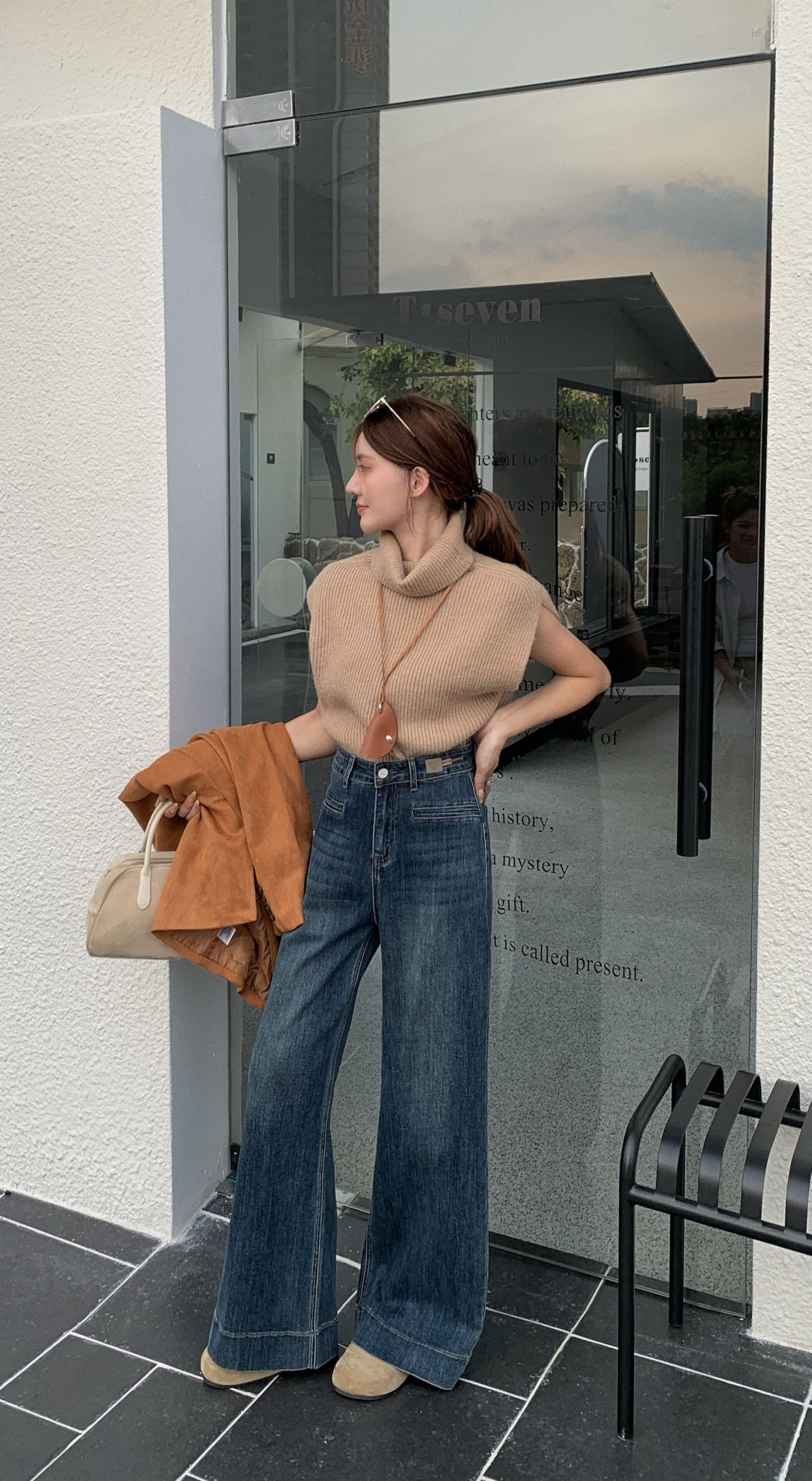 “High-End Quality Women’s Heavy-Pound Jeans: Classic, Retro, High-Waist Style for Long Legs” - 图片 3