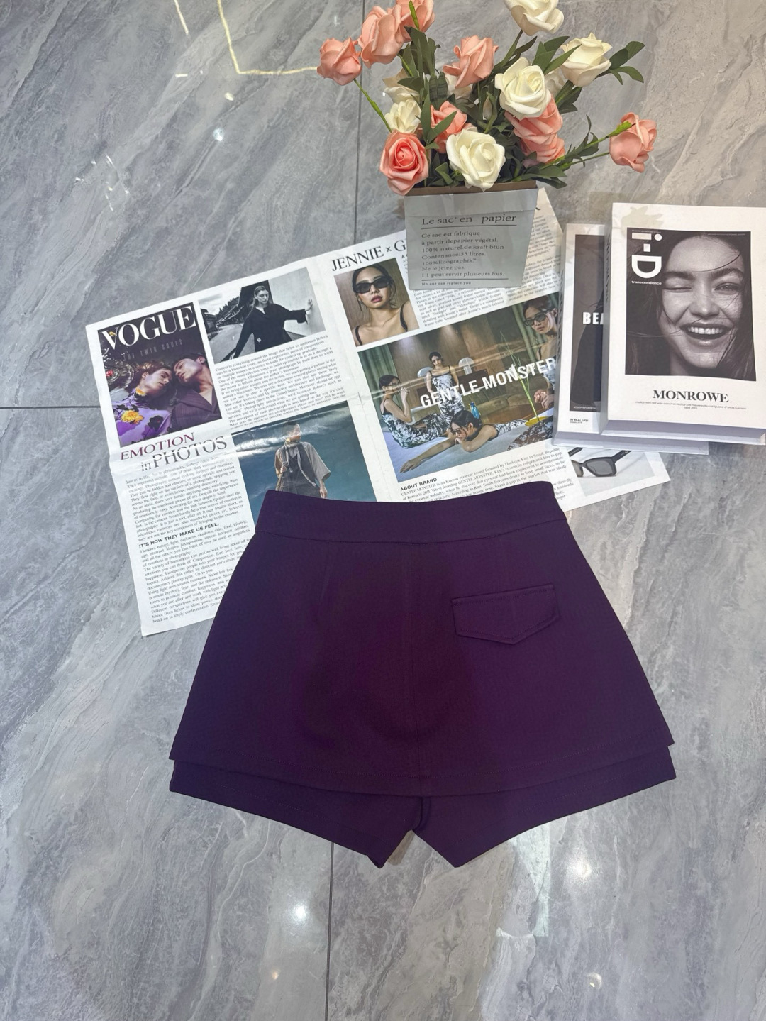 “High Quality Women’s Clothes: Stylish Wool Shorts with Classic Design and Metal Buttons” - 图片 8