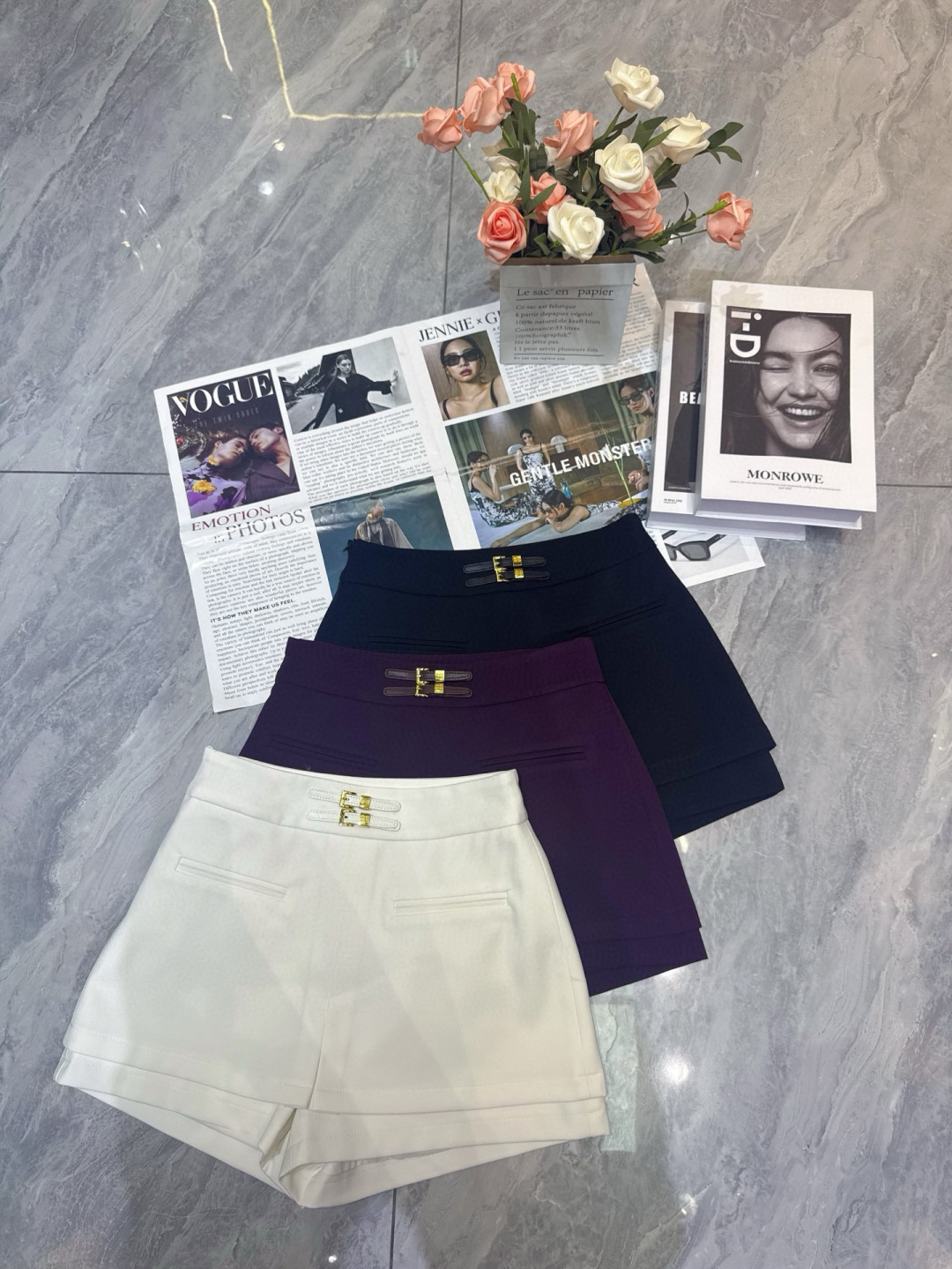 “High Quality Women’s Clothes: Stylish Wool Shorts with Classic Design and Metal Buttons” - 图片 9