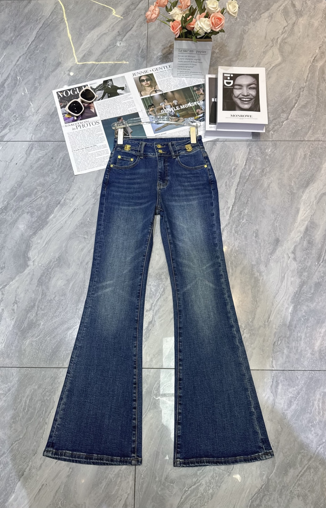 “High-Quality Women’s Dress: Blue Jeans, Classic Cowboys, High-Strength Fashion Design with Double-Gold Buttons” - 图片 6