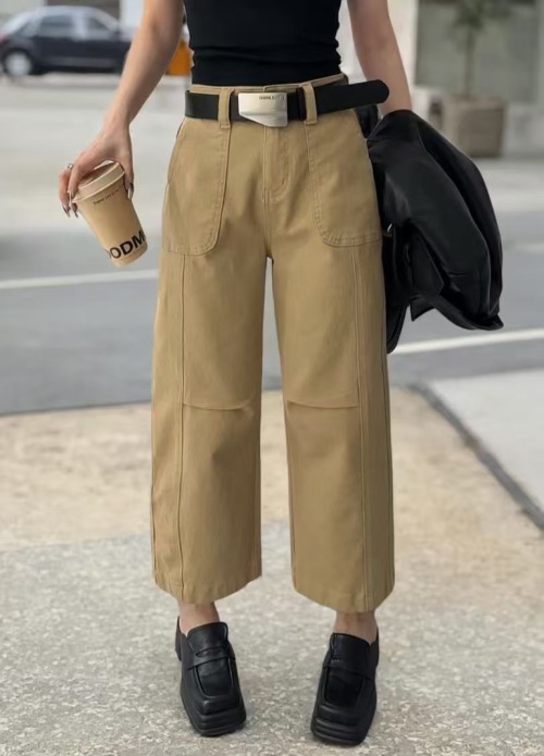 Women's High Waist Cargo Pants Wide Leg Cropped Trousers with Belt 1 Women's High Waist Cargo Pants Wide Leg Cropped Trousers with Belt