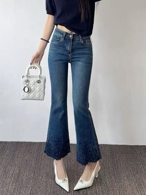 Laser Embroidered Flare Jeans - Stylish Denim with Unique Starry Design 1 Laser Embroidered Flare Jeans - Stylish Denim with Unique Starry Design