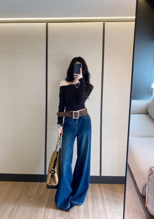 Retro High-Waisted Flared Jeans - Deep Blue Denim for Women, S-XL Sizes 1 Retro High-Waisted Flared Jeans - Deep Blue Denim for Women, S-XL Sizes