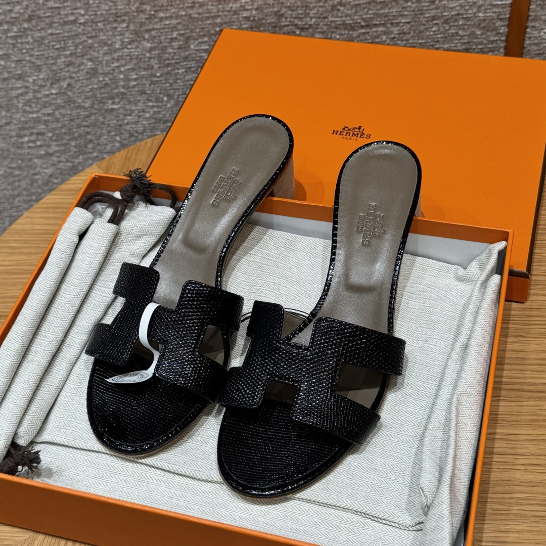 에르메스 오아시스 블랙 하이힐 샌들 레플리카 16220