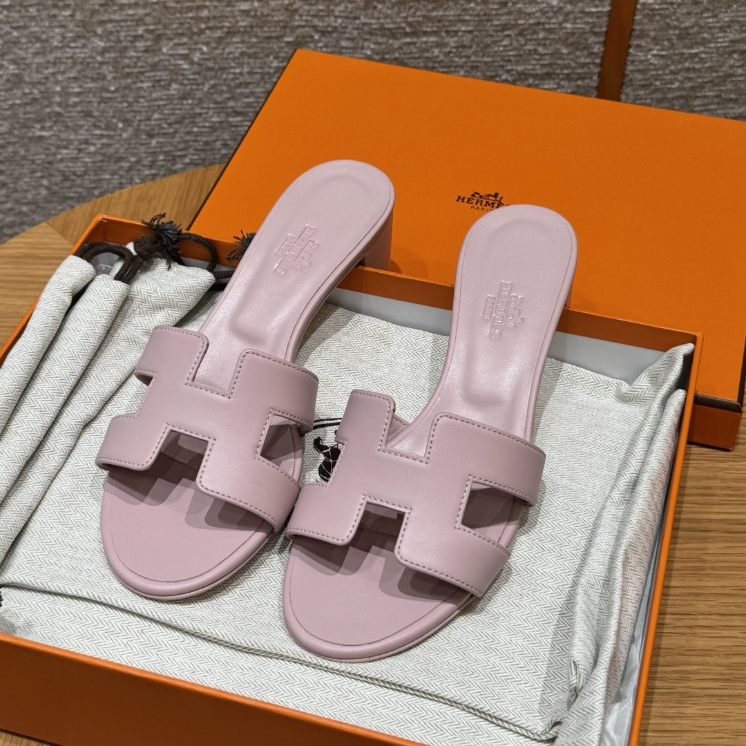 HERMES Oasis Epsom Slippers effen leren teenslippers dames lente-herfst modeklassieker
