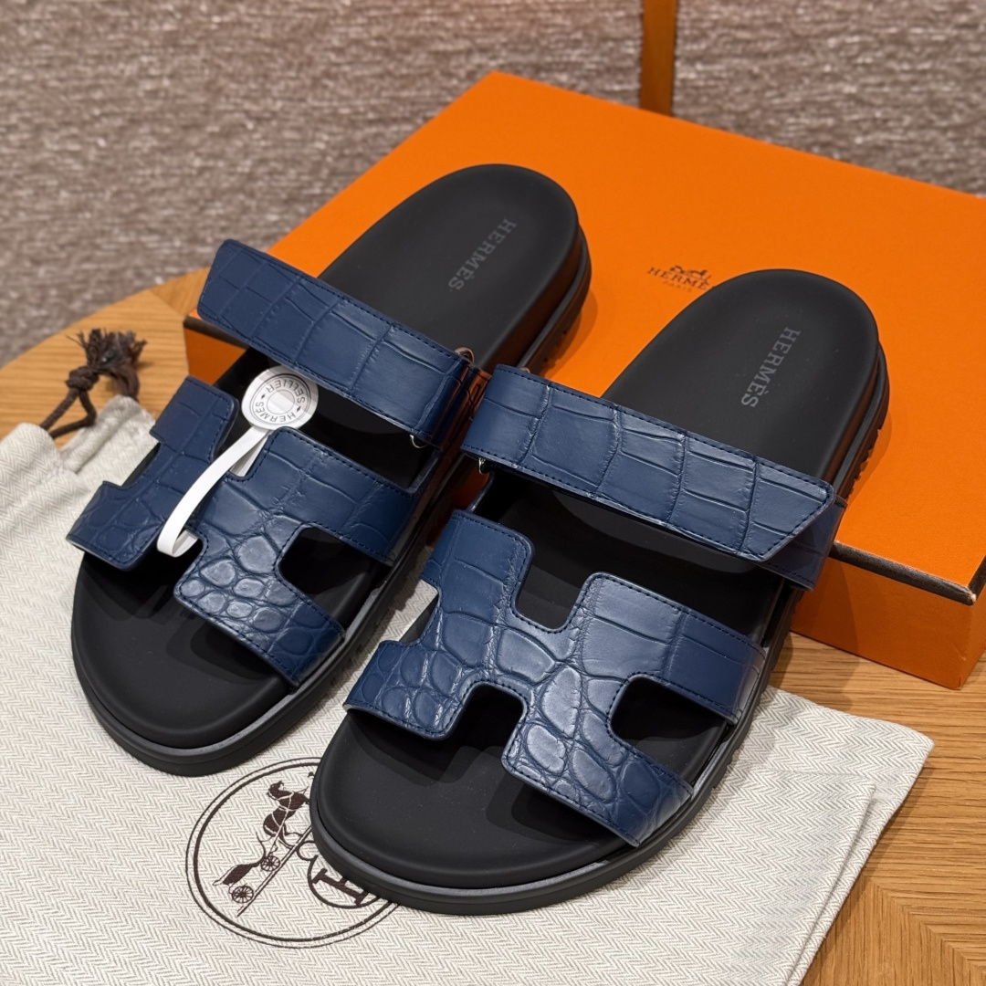 HERMES 🐊 Chypre サンダル レディース トングサンダル 春秋用 ファッション定番 クロコダイルレザー 希少レザー
