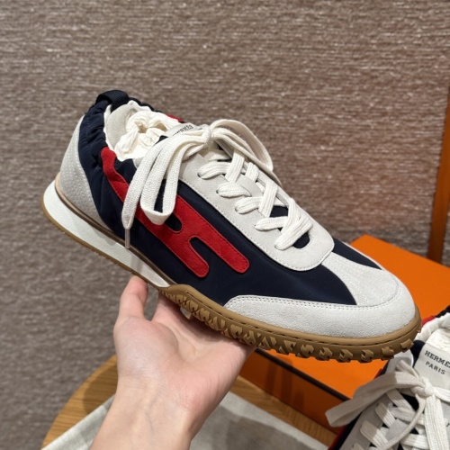 Hermès Navy & Red 'Jet' Trainers - Deer Leather Canvas Sneakers, Handmade 1 Hermès Navy & Red 'Jet' Trainers - Deer Leather Canvas Sneakers, Handmade