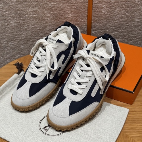 Hermès Men's Navy & White 'Jet' Sneaker in Suede and Canvas, Size 39-44 1 Hermès Men's Navy & White 'Jet' Sneaker in Suede and Canvas, Size 39-44