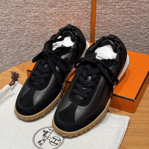 Hermès 617-Jet Black Leather & Suede Sneakers for Men - Handmade Designer Shoes 1 Hermès 617-Jet Black Leather & Suede Sneakers for Men - Handmade Designer Shoes