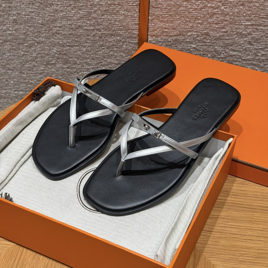 HERMES MISS Tong Sandales à une bride pour femme, modèles printemps-automne, classiques et tendance