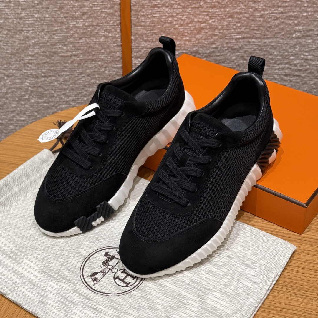 Hermes Bouncing klassiek model nieuw geüpgraded dames  klein kalfsleer en suède geitenleer sportschoenen