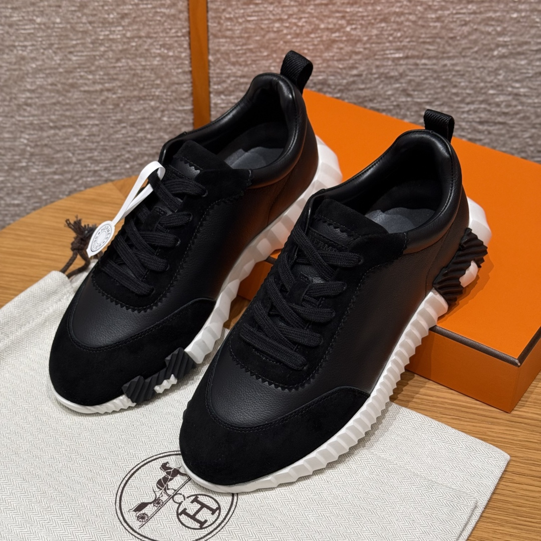 Hermes Bouncing klassiek model nieuw geüpgraded dames  klein kalfsleer en suède geitenleer sportschoenen