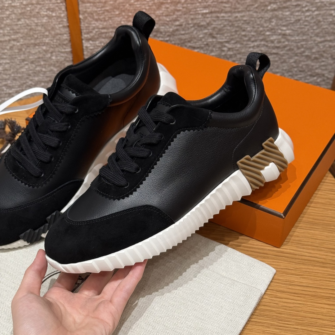 Hermes Bouncing klassiek model nieuw geüpgraded dames  klein kalfsleer en suède geitenleer sportschoenen