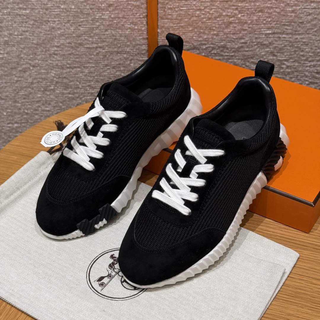 Hermes Bouncing klassiek model nieuw geüpgraded damesmodel  klein kalfsleer en suède geitenleer sportschoenen