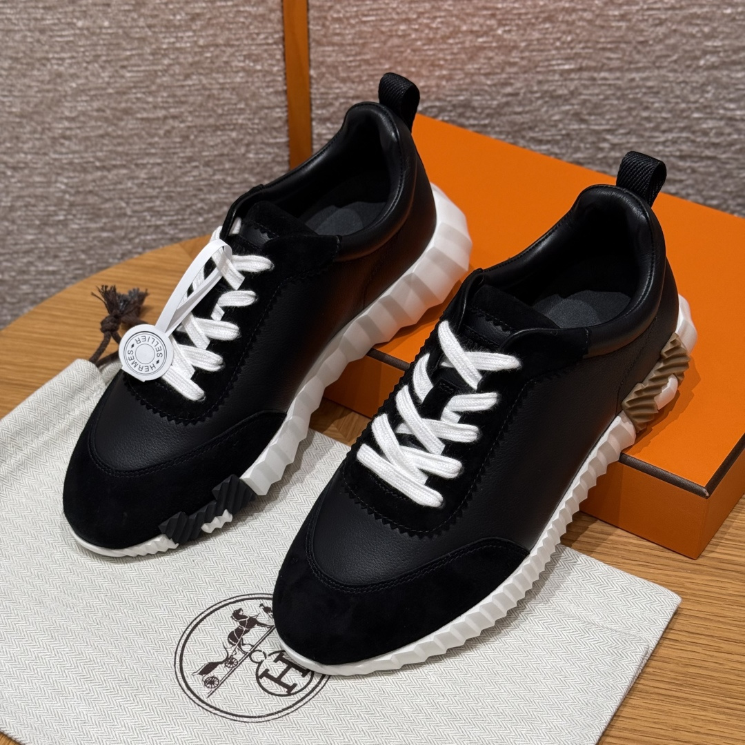 Hermes Bouncing klassiek model nieuw geüpgraded damesmodel  klein kalfsleer en suède geitenleer sportschoenen