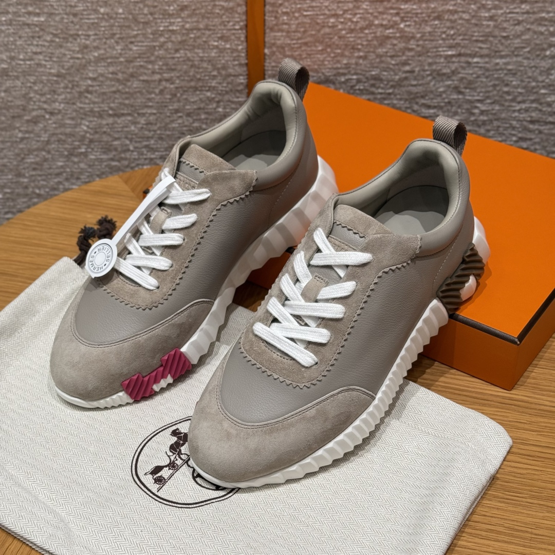 Hermes Bouncing klassiek model nieuw geüpgraded dames  klein kalfsleer en suède geitenleer sportschoenen