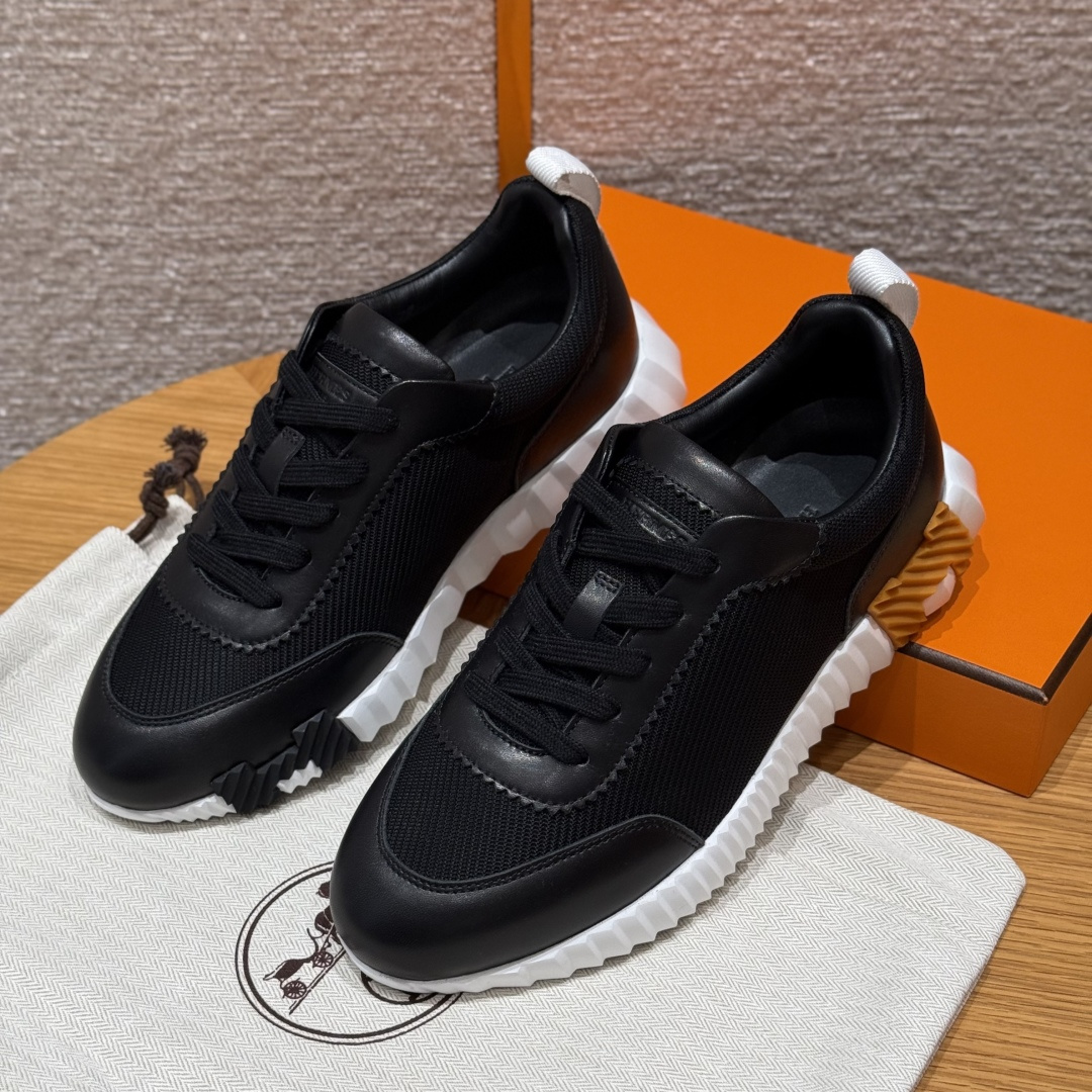 Hermes Bouncing klassiek model nieuw geüpgraded damesmodel  klein kalfsleer en suède geitenleer sportschoenen