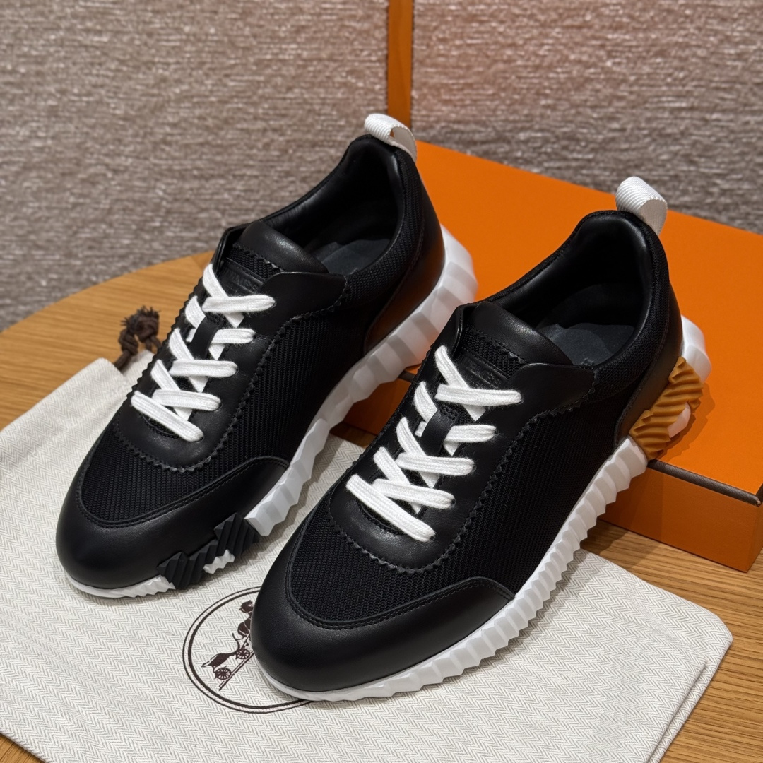 Hermes Bouncing klassiek model nieuw geüpgraded damesmodel klein kalfsleer en suède geitenleer sportschoenen