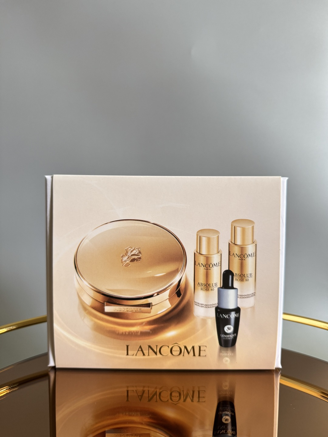 NO:810410,Lancôme Pure Air Cushion 3+1 Set!  Contains 130g Jingchun Air Cushion 100#, 10ml Jingchun Essence Emulsion, 7ml Skin Base Essence., Makeup19860909兰蔻菁纯气垫3+1套装！内含130g菁纯气垫100#,10ml菁纯精华乳液,7ml肌底液精华.,彩妆,accessory