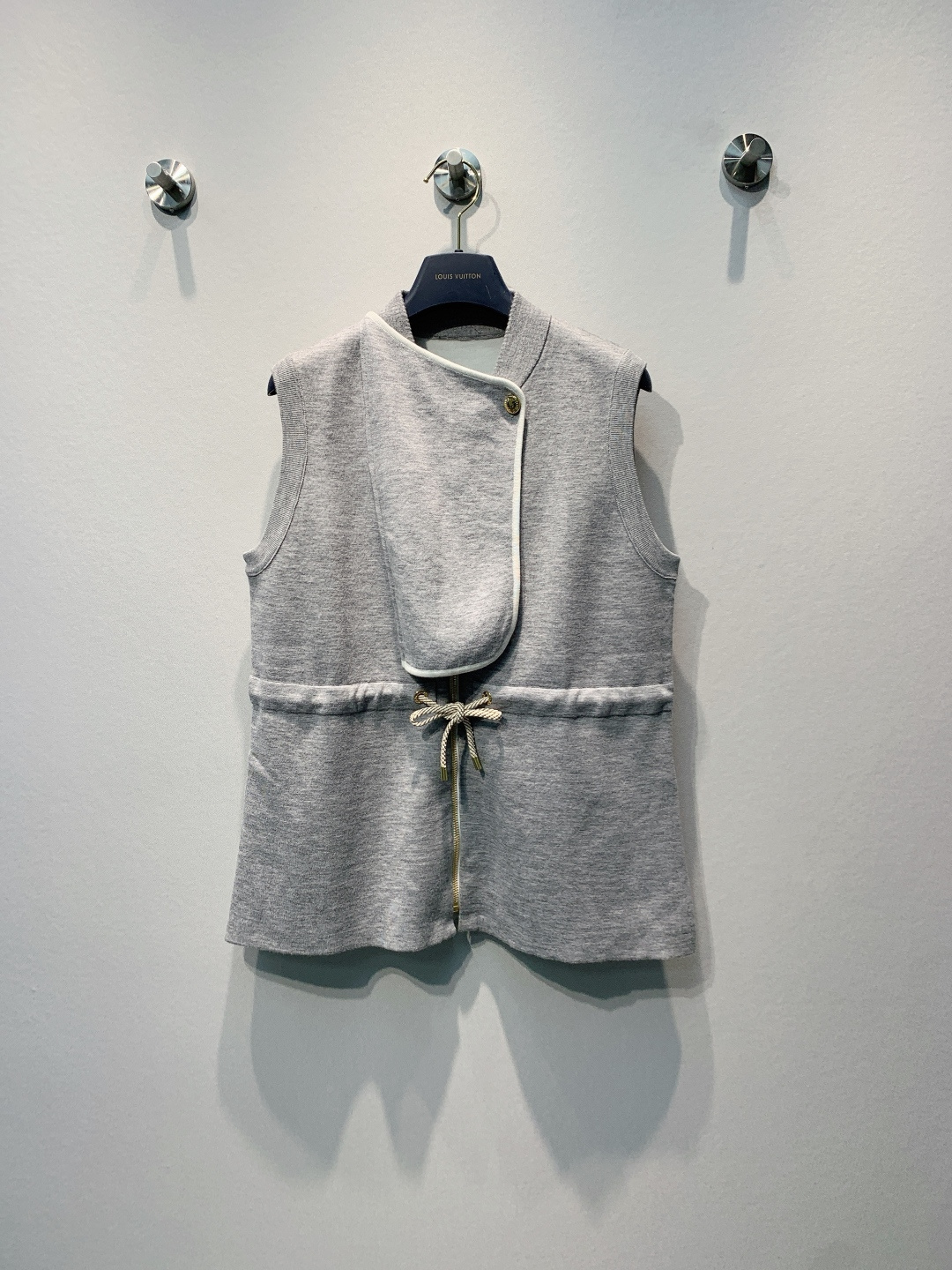 LV Wool Blend Sleeveless Drawstring Waist Vest