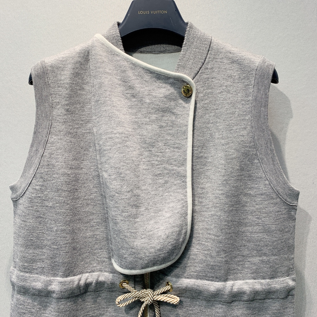 LV Wool Blend Sleeveless Drawstring Waist Vest