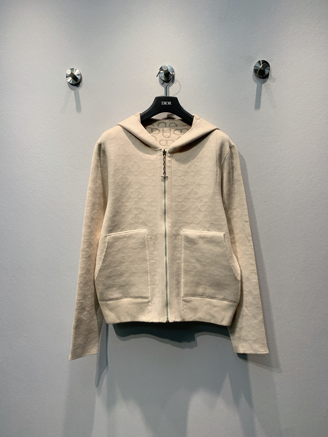Hermes Cream Hooded Zip Cardigan