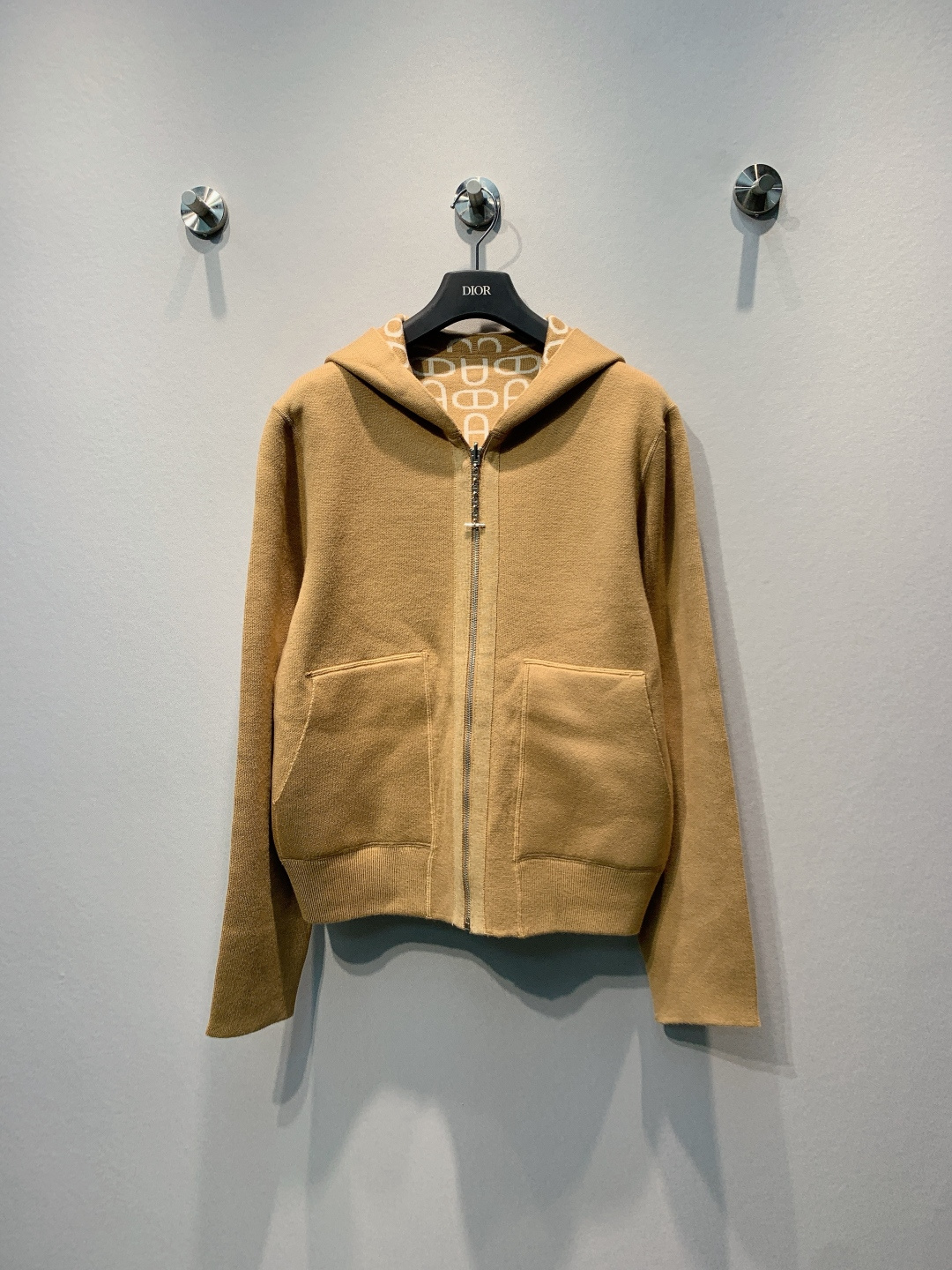 Hermes Beige Hooded Zip Cardigan