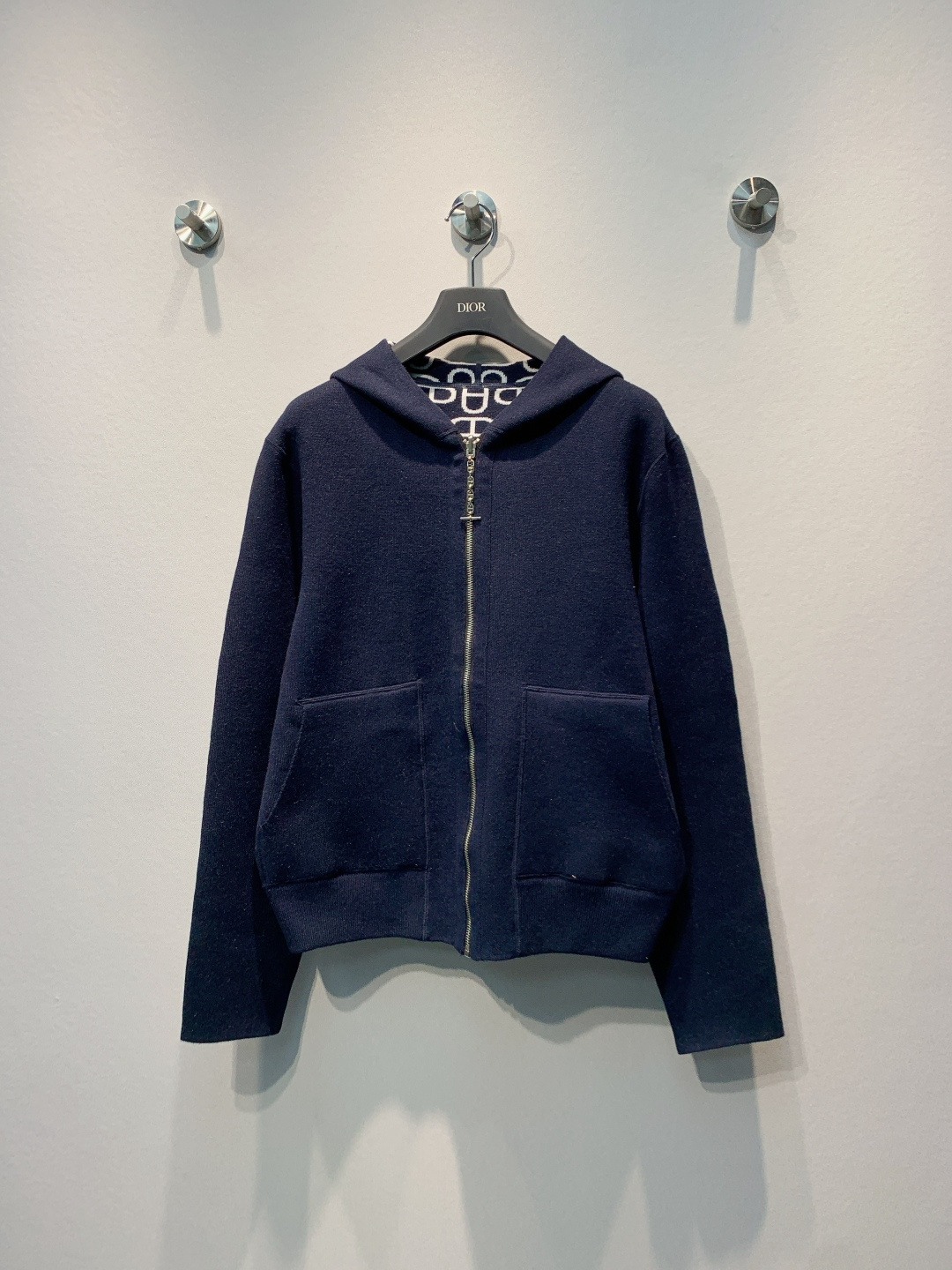 Hermes Navy Hooded Zip Cardigan
