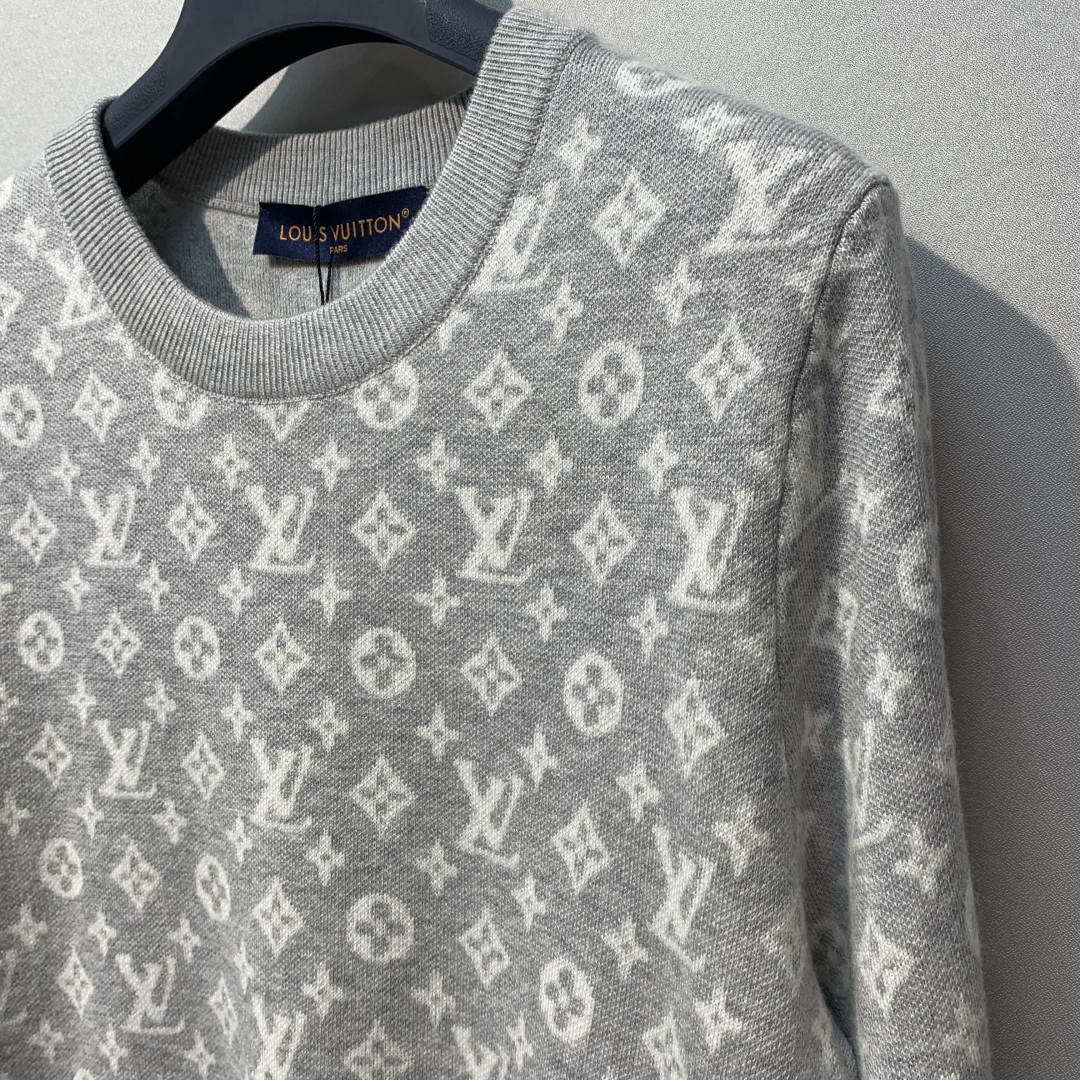 louis vuitton grey monogram jacquard pullover