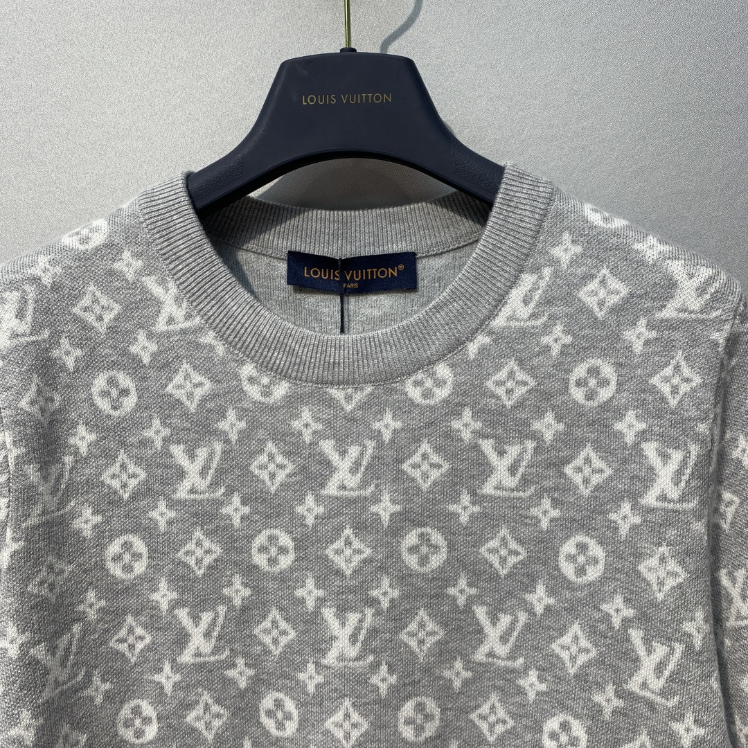 louis vuitton grey monogram jacquard pullover