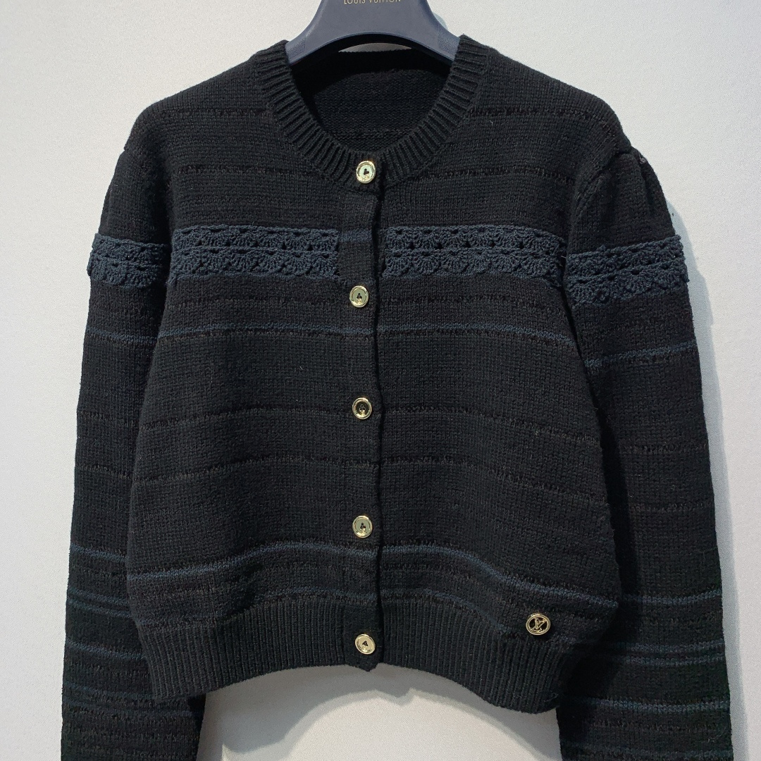 Louis Vuitton Black Textured Cardigan