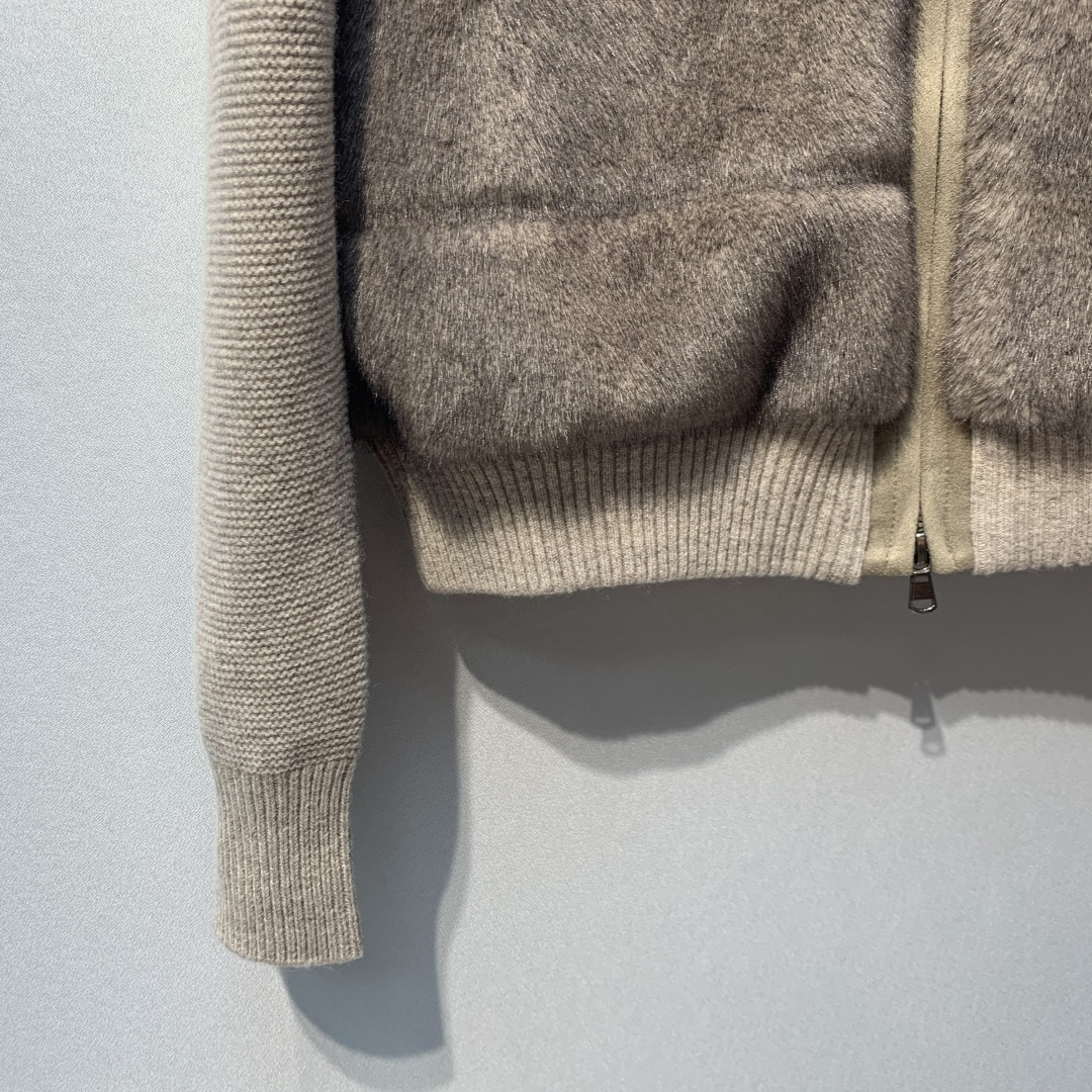 Brown Fuzzy Panel Hooded Zip Jacket
