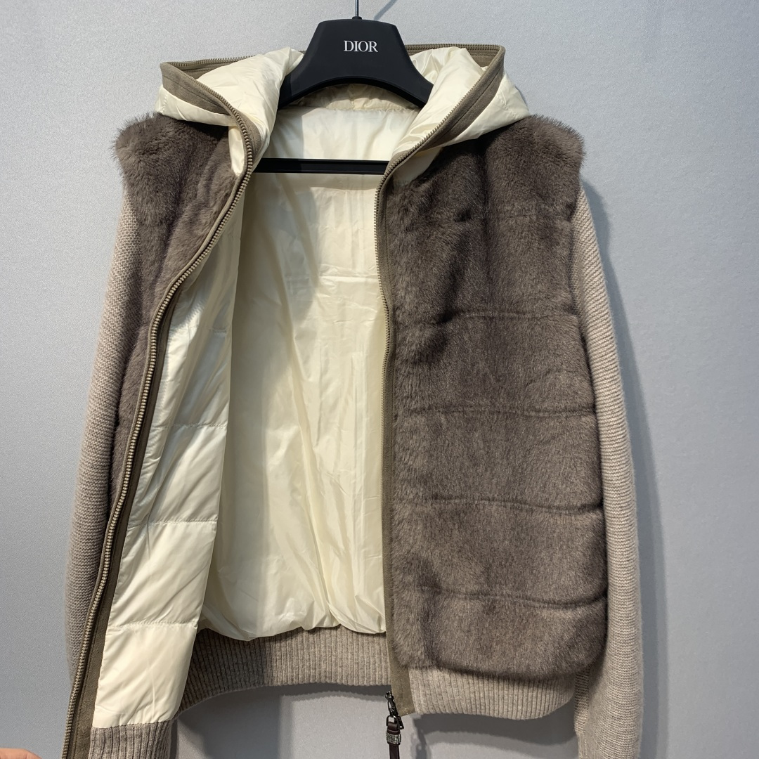 Brown Fuzzy Panel Hooded Zip Jacket