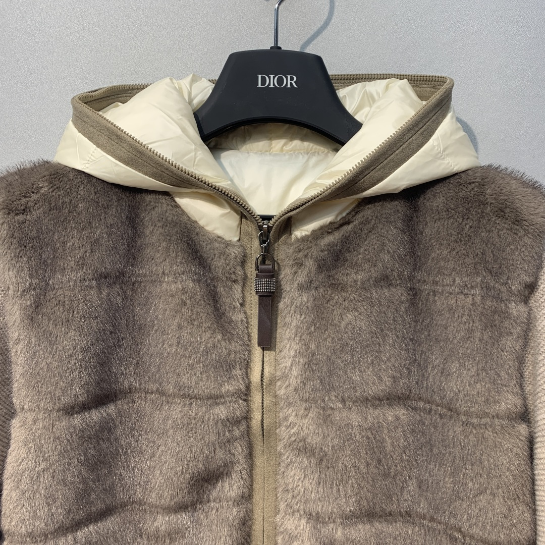 Brown Fuzzy Panel Hooded Zip Jacket