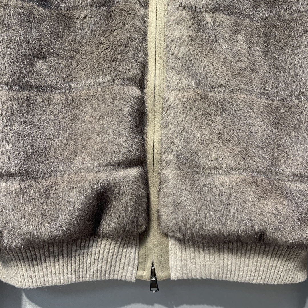 Brown Fuzzy Panel Hooded Zip Jacket