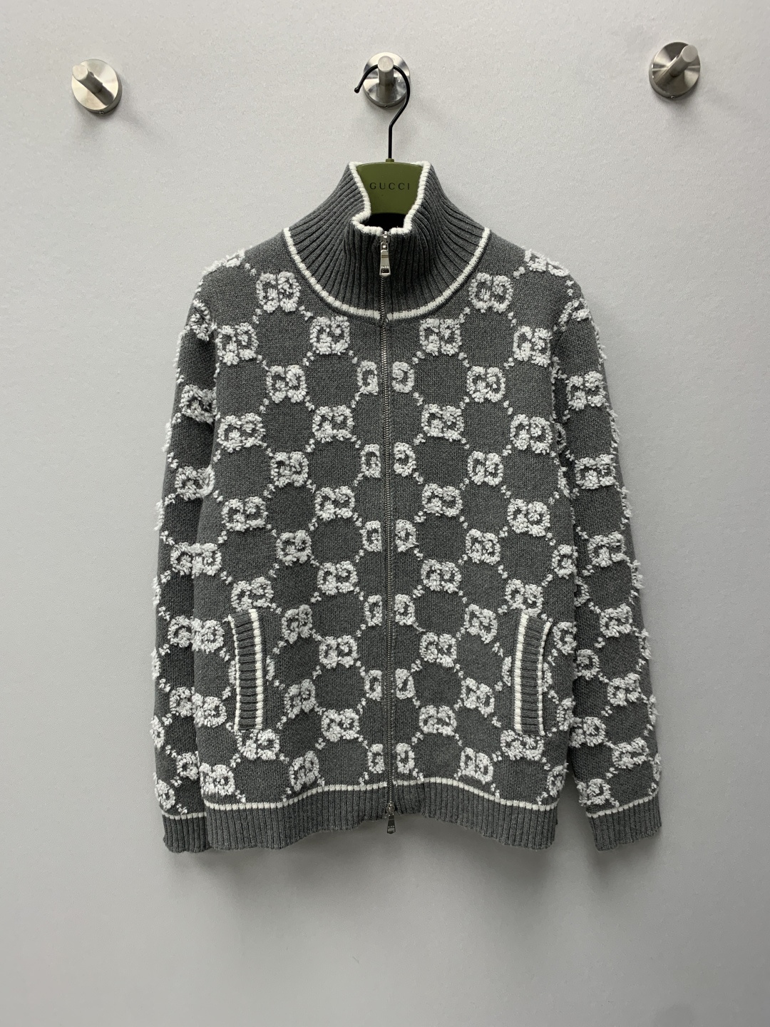 Gucci Gray Monogram Crew Neck Sweater