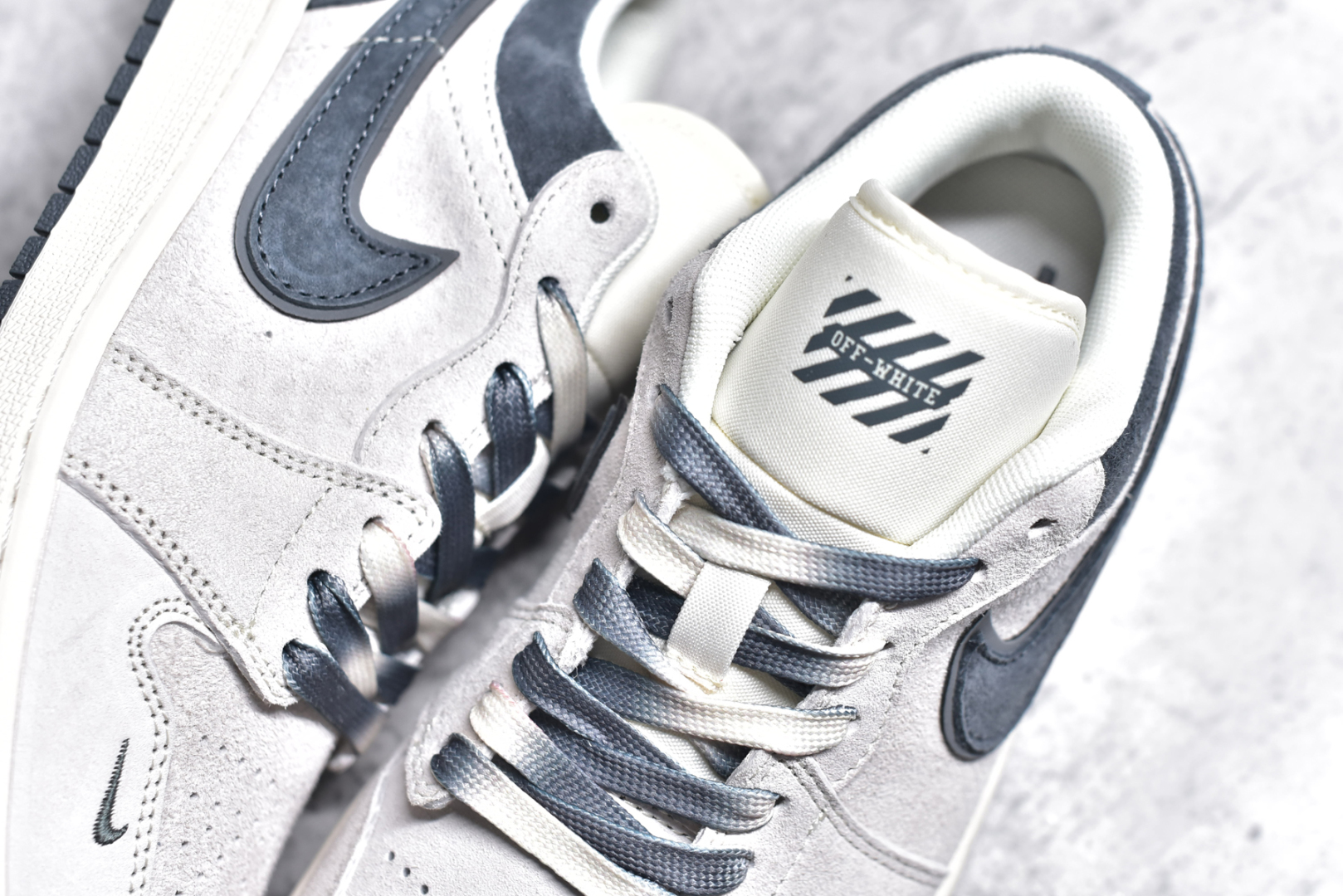 图片[9]-#Air Jordan 1 Low AJ1 乔1 OF联名-全猪八水泥灰标 高端定制 低帮复古篮球鞋 DM9188-002 #定制鞋盒 大厂纯原品质出货 超高清洁度 皮料切割干净无任何毛边 细节完美 尺码：36 36.5 37.5 38 38.5 39 40 40.5 41 42 42.5 43 44 44.5 45-选品中心