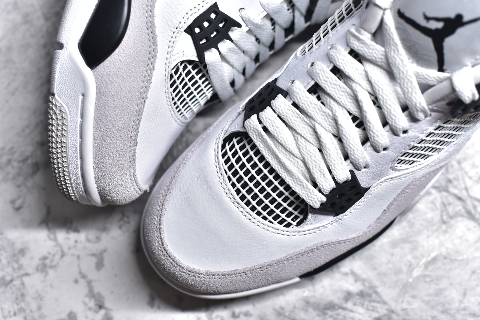 图片[8]-#NK Air Jordan 4 Retro代中帮复古休闲运动文化篮球鞋 采用原厂纳帕头层皮组合固色翻毛皮鞋面材质#TPU超Q弹网格材质#还原ZP细节#原厂流水成型工艺及拉帮注胶效果#全新底模,完美品相清洁度及喷漆效果❗货号：DH6927-111 尺码：40.5 41 42 42.5 43 44 44.5 45 46-选品中心