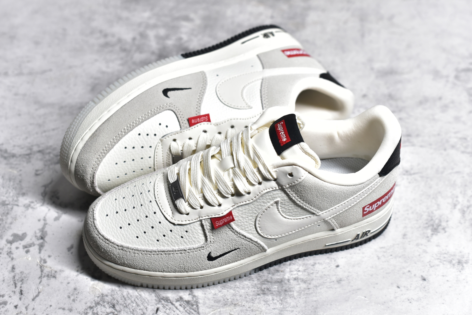 图片[7]-#NK Air Force 1\’07 Low Supreme联名-米灰织布标 空军一号低帮休闲板鞋 CH6336-517 #原楦头原纸板 原装鞋盒 定制五金配件 内置全掌气垫 原厂鞋底 尺码：36 36.5 37.5 38 38.5 39 40 40.5 41 42 42.5 43 44 44.5 45-选品中心
