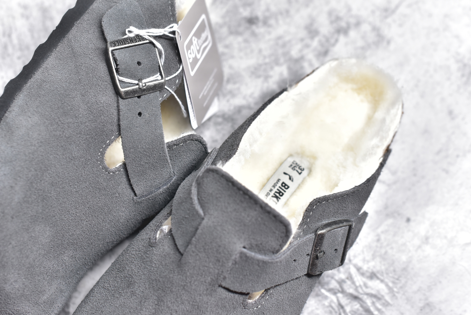 图片[9]-#独家 外贸批次 加绒Birkenstock Boston VL 勃肯软木底包头拖鞋加绒版 天鹅绒般的绒面革赋子休闲的经典外观 四季皆宜 柔软的鞋床采用额外的泡沫缓冲层 提供额外的舒适感和全天支撑 全网独家首发 源于德国的严谨工艺 牛巴戎面 中层松木 EVA 三层组合大底 优质牛皮面料五金扣 出口订单 尺码：35 36 37 38 39 40-选品中心
