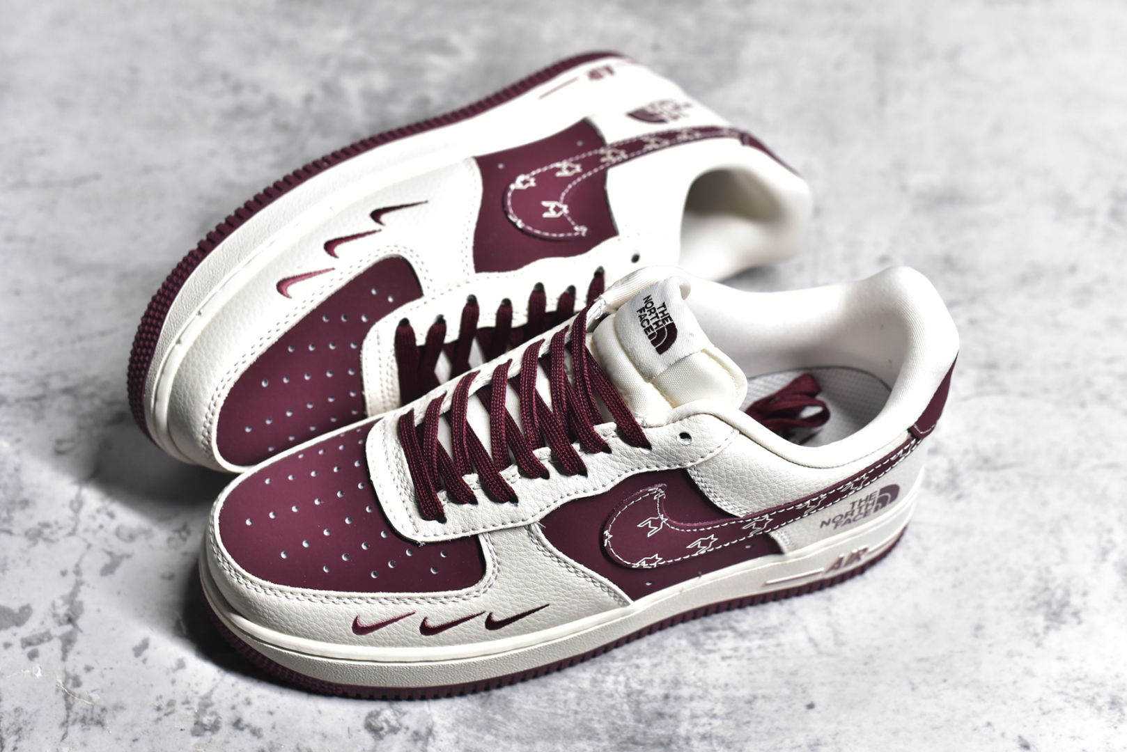 图片[7]-#NK Air Force 1\’07 Low 北面联名 酒红三勾 空军一号低帮休闲板鞋 KK1988-042 #原楦头原纸板 原装鞋盒 定制五金配件 内置全掌气垫 原厂鞋底 尺码：36 36.5 37.5 38 38.5 39 40 40.5 41 42 42.5 43 44 44.5 45-选品中心