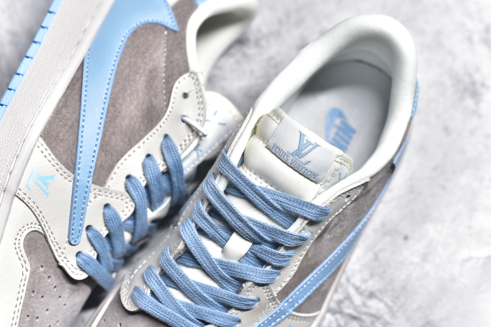 图片[9]-#乔丹Travis Scott x Fragment Design x Jordan Air Jordan 1 Low OG SP AJ1 乔1LV联名 蔚蓝猪八 低帮文化休闲板鞋 尺码：36 36.5 37.5 38 38.5 39 40 40.5 41 42 42.5 43 44 货号： LX1988-101-选品中心
