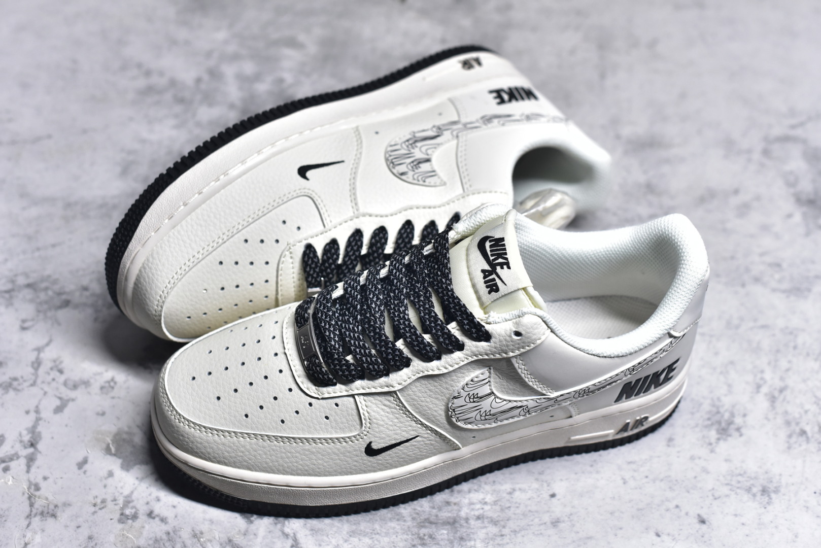 图片[7]-#Nk Air Force 1\’07 Low NIKE联名 米黑多小勾 空军一号低帮休闲板鞋 HH7518-046 #定制皮料 3M反光 原楦原纸板 纯正版型 清洁度完美 内置全掌气垫 尺码：36 36.5 37.5 38 38.5 39 40 40.5 41 42 42.5 43 44 44.5 45 9.D4-选品中心