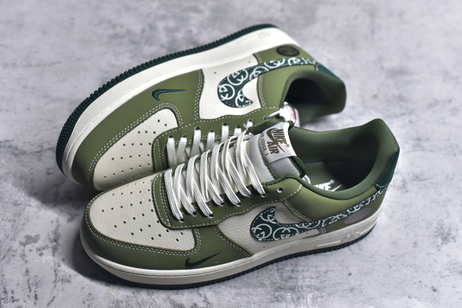 图片[7]-#Nike Air Force 1\’07 Low 古驰联名 绿腰果花勾 空军一号低帮休闲板鞋 KK1988-063 #原楦头原纸板 原装鞋盒 定制五金配件 内置全掌气垫 原厂鞋底 尺码：36 36.5 37.5 38 38.5 39 40 40.5 41 42 42.5 43 44 44.5 45 9.D4-选品中心