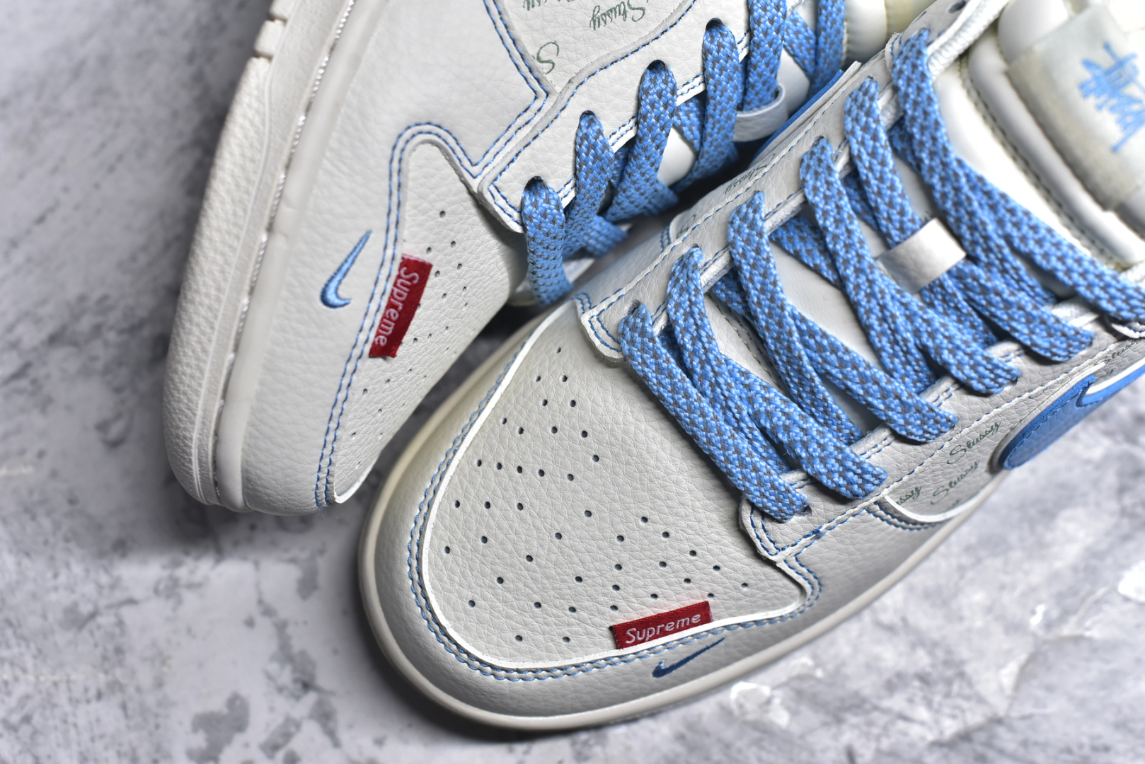 图片[8]-#Nike SB Dunk Low 斯图西联名 双拼蓝线 周年高端定制 低帮休闲板鞋 XS6089-534 #定制鞋盒 大厂纯原品质出货 超高清洁度 皮料切割干净无任何毛边 细节完美 尺码：36 36.5 37.5 38 38.5 39 40 40.5 41 42 42.5 43 44 44.5 45 9.E5-选品中心