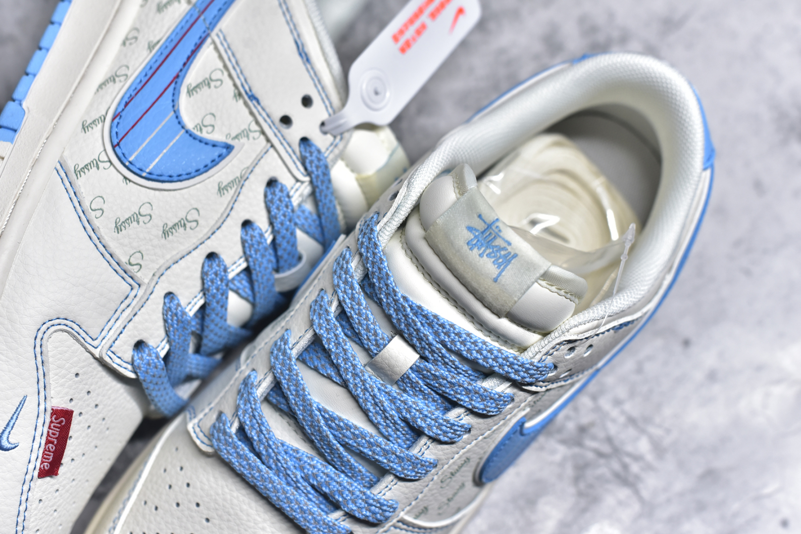 图片[9]-#Nike SB Dunk Low 斯图西联名 双拼蓝线 周年高端定制 低帮休闲板鞋 XS6089-534 #定制鞋盒 大厂纯原品质出货 超高清洁度 皮料切割干净无任何毛边 细节完美 尺码：36 36.5 37.5 38 38.5 39 40 40.5 41 42 42.5 43 44 44.5 45 9.E5-选品中心