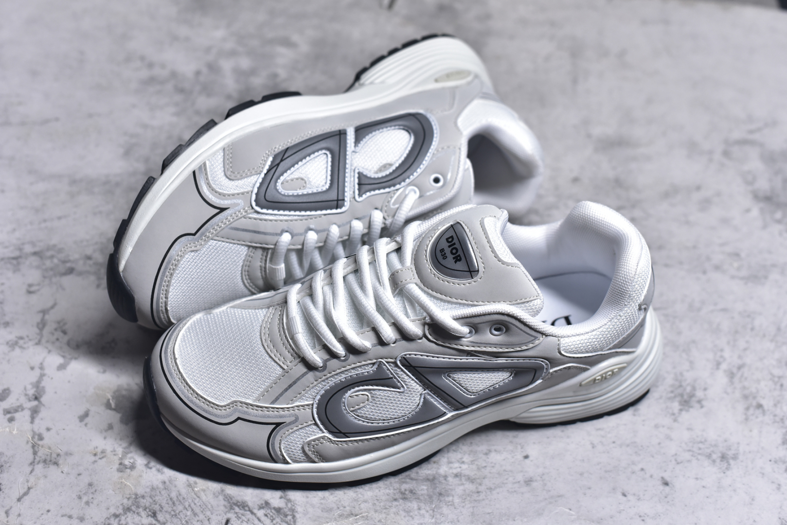 图片[7]-#法国高奢时装品牌·迪奥/Dior B30 Low-Top Sneaker B30系列低帮经典老爹风系带复古休闲运动慢跑鞋“皮革浅灰白” DIO-R B30 白色 3SN279ZND-H000 尺码：36-45-选品中心