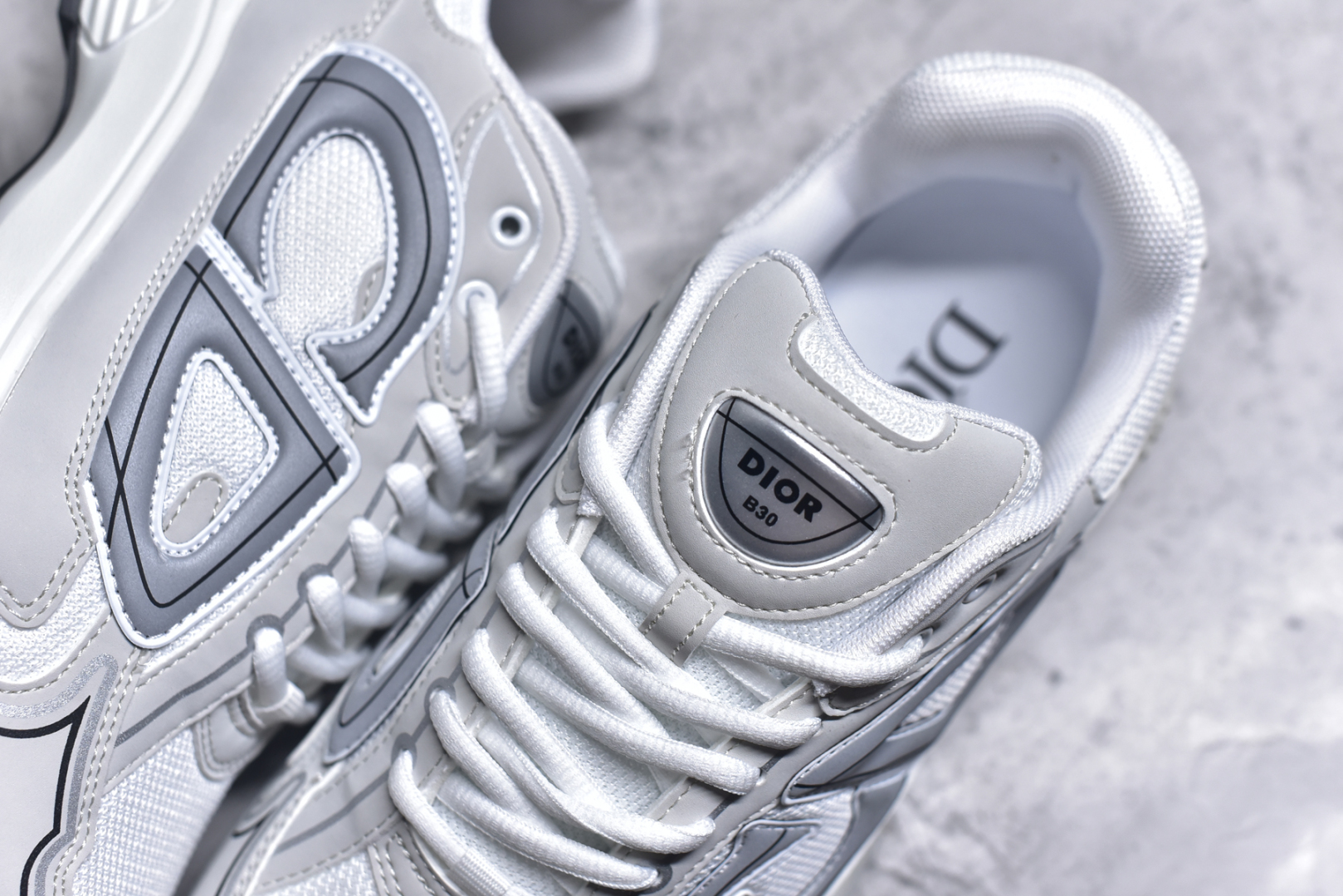 图片[9]-#法国高奢时装品牌·迪奥/Dior B30 Low-Top Sneaker B30系列低帮经典老爹风系带复古休闲运动慢跑鞋“皮革浅灰白” DIO-R B30 白色 3SN279ZND-H000 尺码：36-45-选品中心
